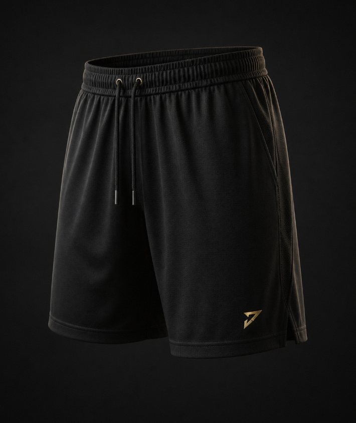 Black LCP training shorts with gold crest